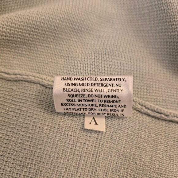 EILEEN FISHER SEAFOAM GREEN BLAZER CARDIGAN VNECK SILK COTTON BLEND TWO BUTTON - Picture 8 of 8